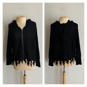 Purple Snow distressed zip up hooded sweater